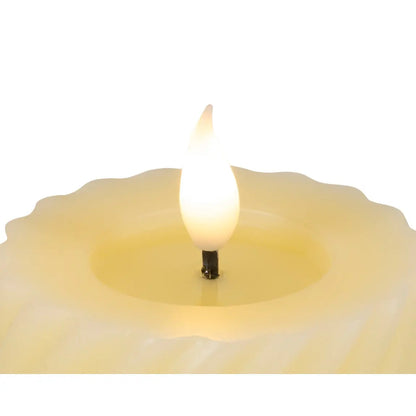 Candela in cera crema con LED Ø7,5 × H12 cm