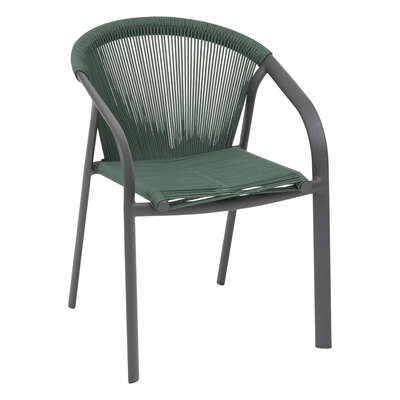 Assise empilable en aluminium olive graphite et polyester - L. 565 x P. 615 x H. 80 cm