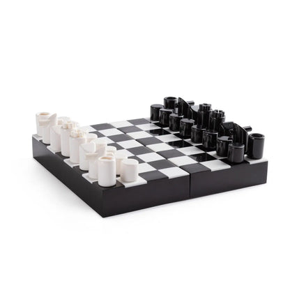 Decorazione scacchi Fortune bianca e nera 21 × 21 cm