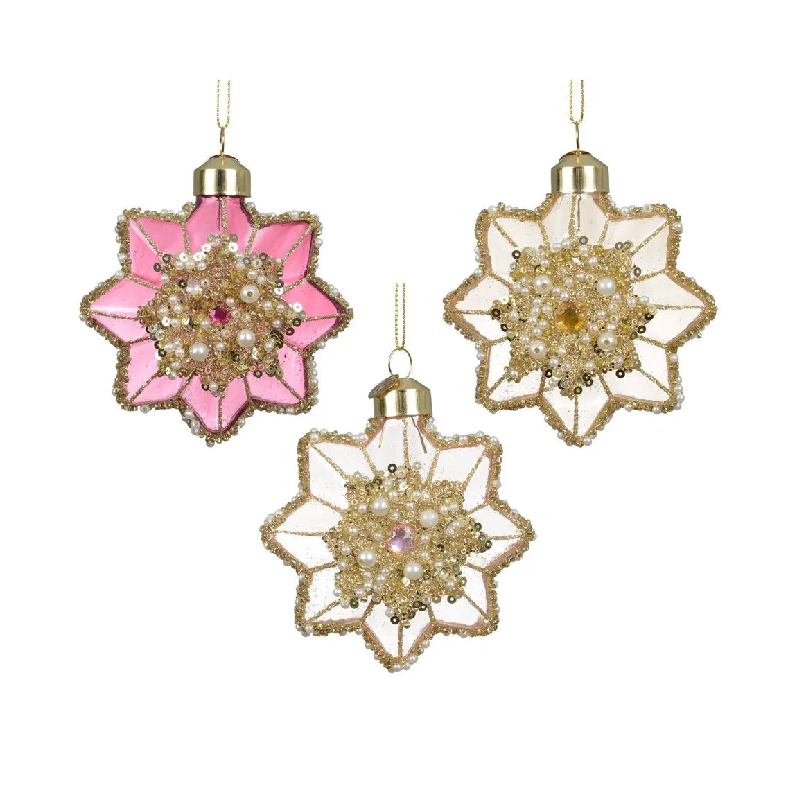 Ornamento natalizio a fiore in vetro H8 cm – 1 pezzo assortito