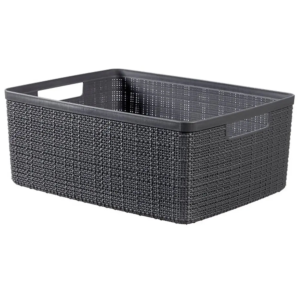 Panier rectangulaire gris Curver en jute 12l cm 36x28x15 h