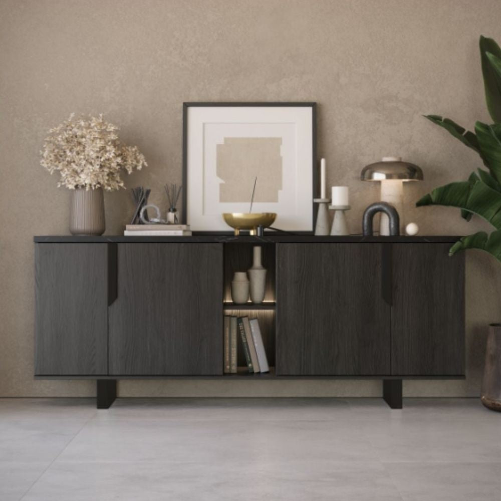 Buffet 205x49x83 cm palissandre noir