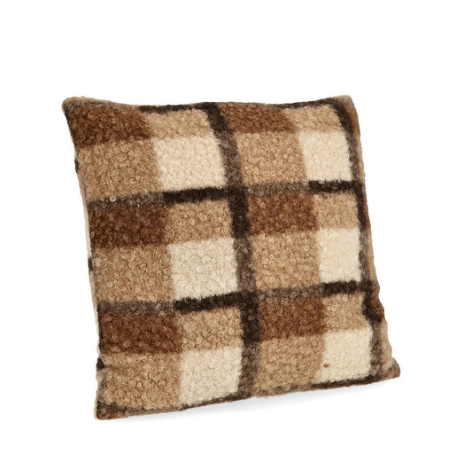 Coussin Laurence à carreaux marron 45x45 cm