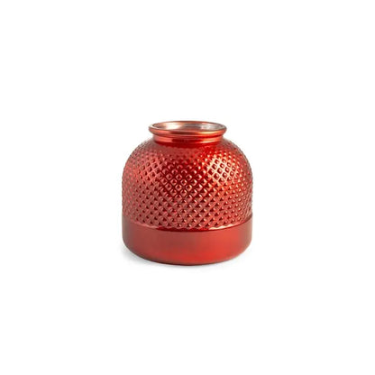 Vase RYC en verre recyclé à losanges, rouge métallisé, 24 cm