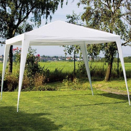 Gazebo da giardino bianco con struttura in metallo e copertura PE 3x4m