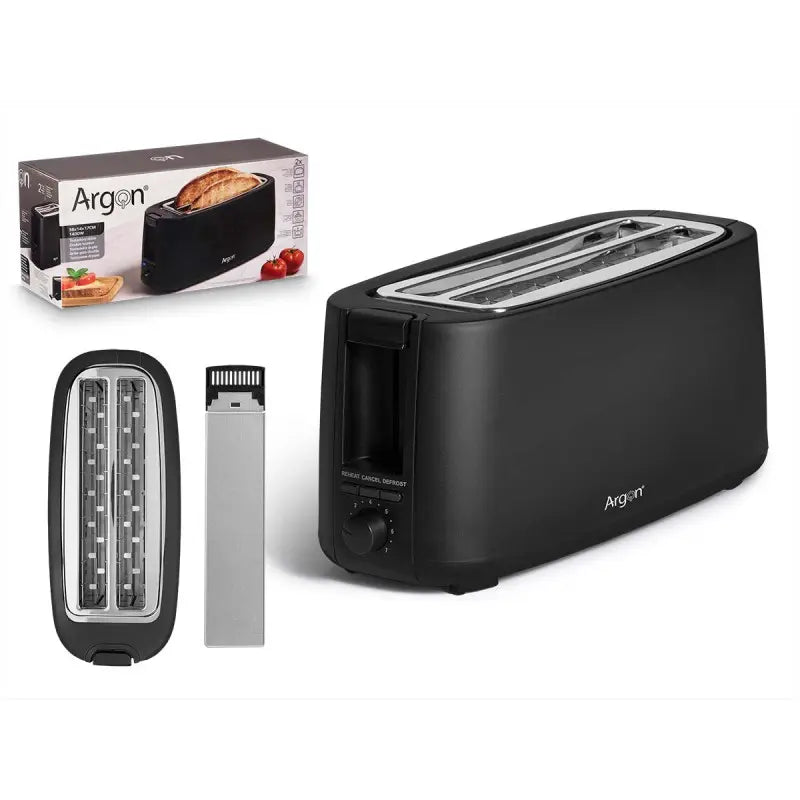 Grille-pain long noir double 1400W