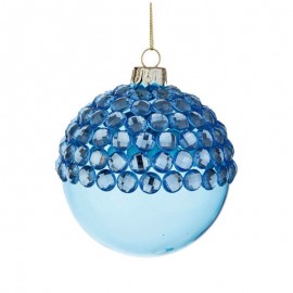 Sphère de Noël en Verre Bleu Clair Bijou - 8 cm