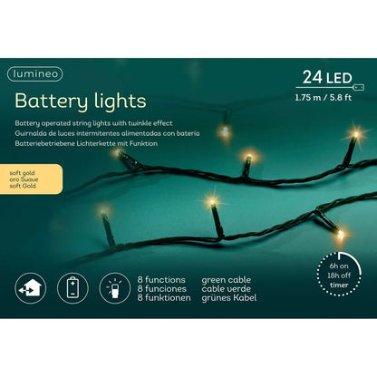 Catena luminosa LED Basic Light verde e oro da esterno 172,5 cm
