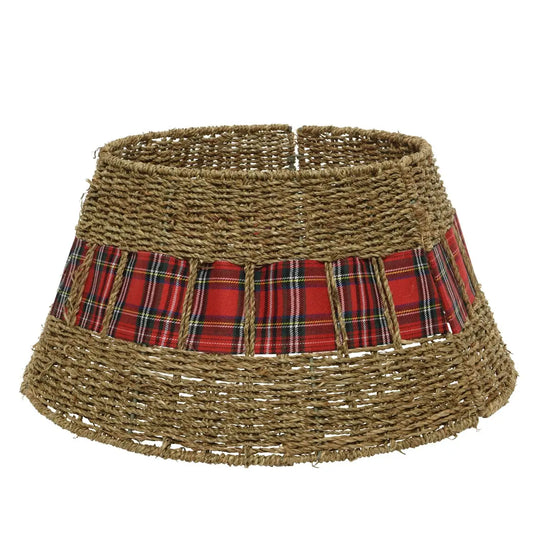Copribase per albero di Natale in rattan con nastro Ø70 × H28 cm