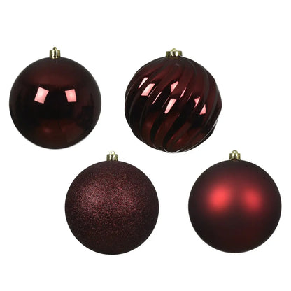Set 4 sfere natalizie in polistirolo rosso scuro Ø14 cm – assortite