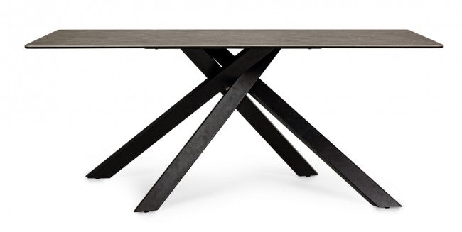 Tavolo ceramica 180x90x76 cm grigio scuro gambe nere