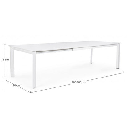 Table Konnor en aluminium blanc 200-300x110x76h cm