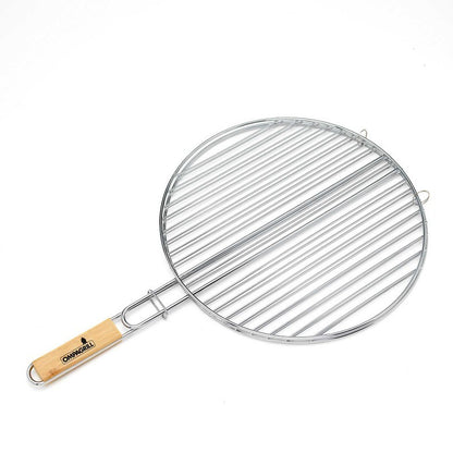 Double grille Ø 40,5 cm en acier chromé avec manche en bambou