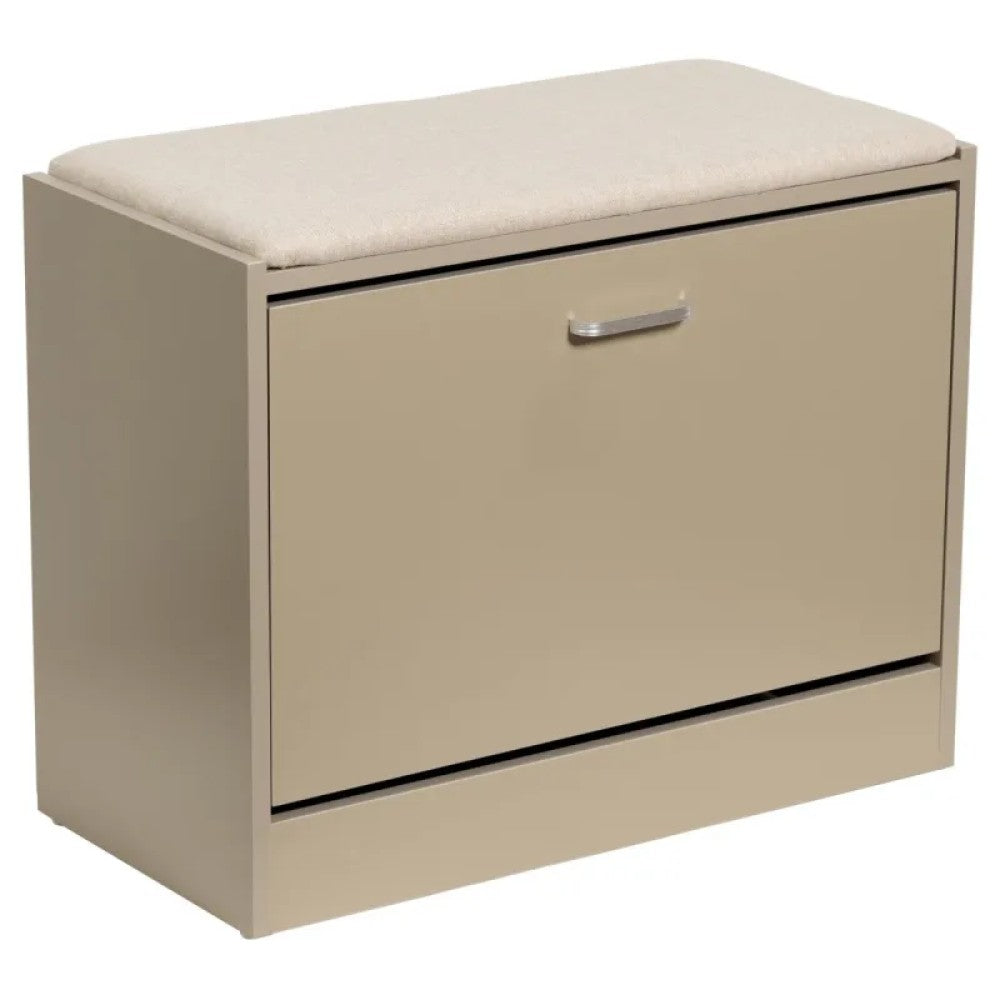 Panca porta scarpe tortora con seduta imbottita beige cm 80×30×45