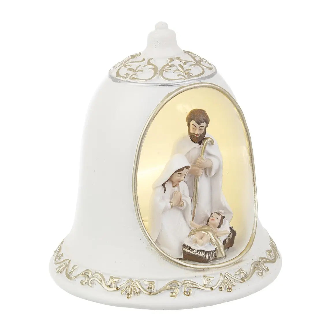 Natività Adelaide a campana con LED Ø8,5 × H10 cm