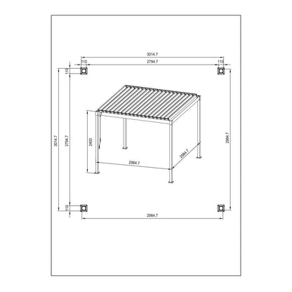 Pergola Bizzotto Garda 3x3 m en soie d'acier avec toit à lamelles