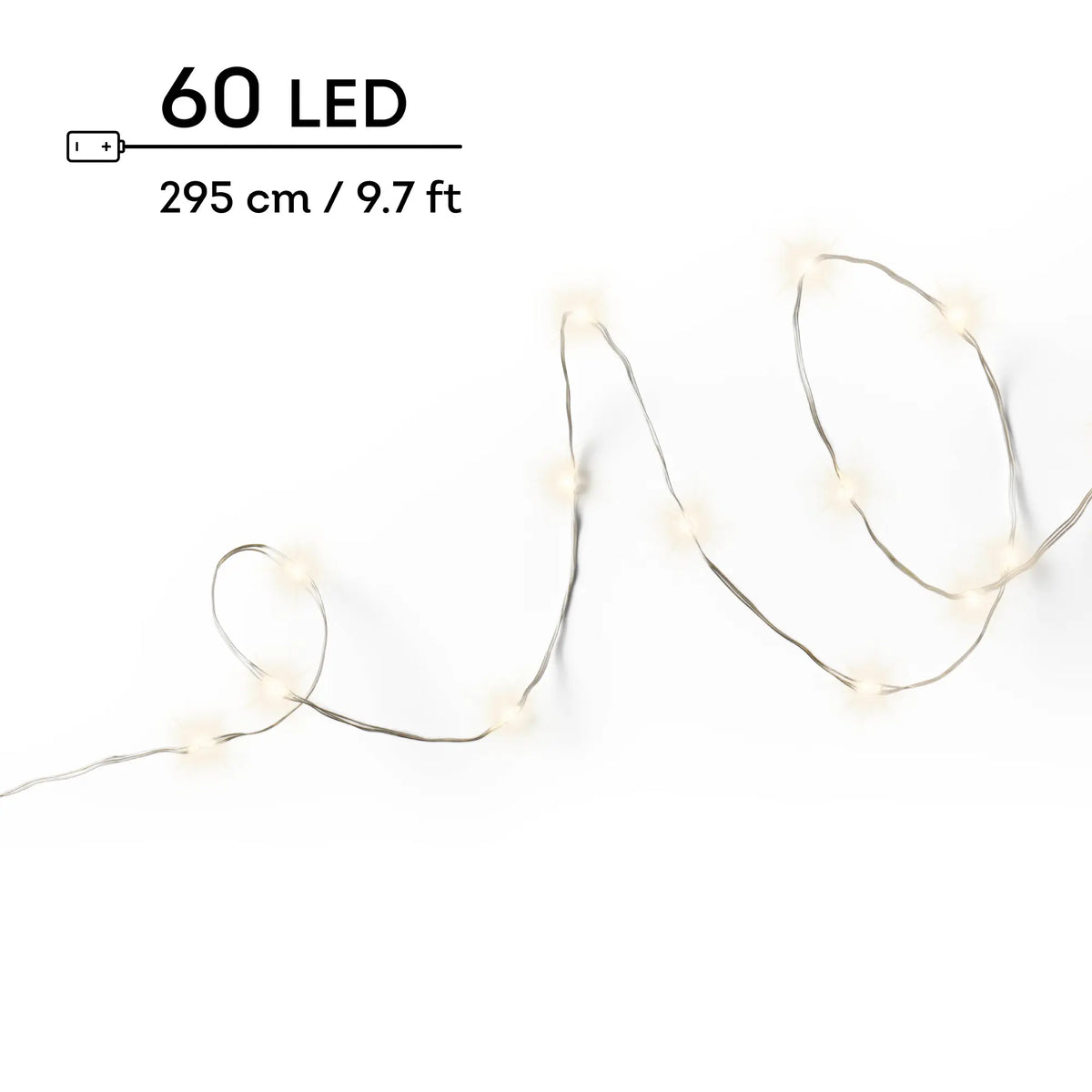 Catena micro LED filo argento luce bianco caldo 295 cm da interno