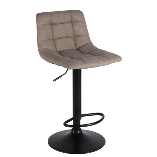 Tabouret Clayton en PU gris tourterelle vintage et piètement noir