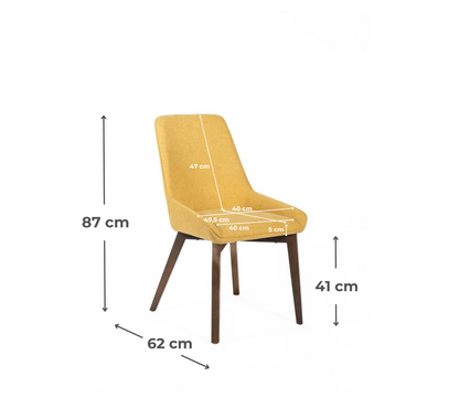 4x Sedia in Tessuto Giallo Senape 62cm x 49.5cm H.87cm