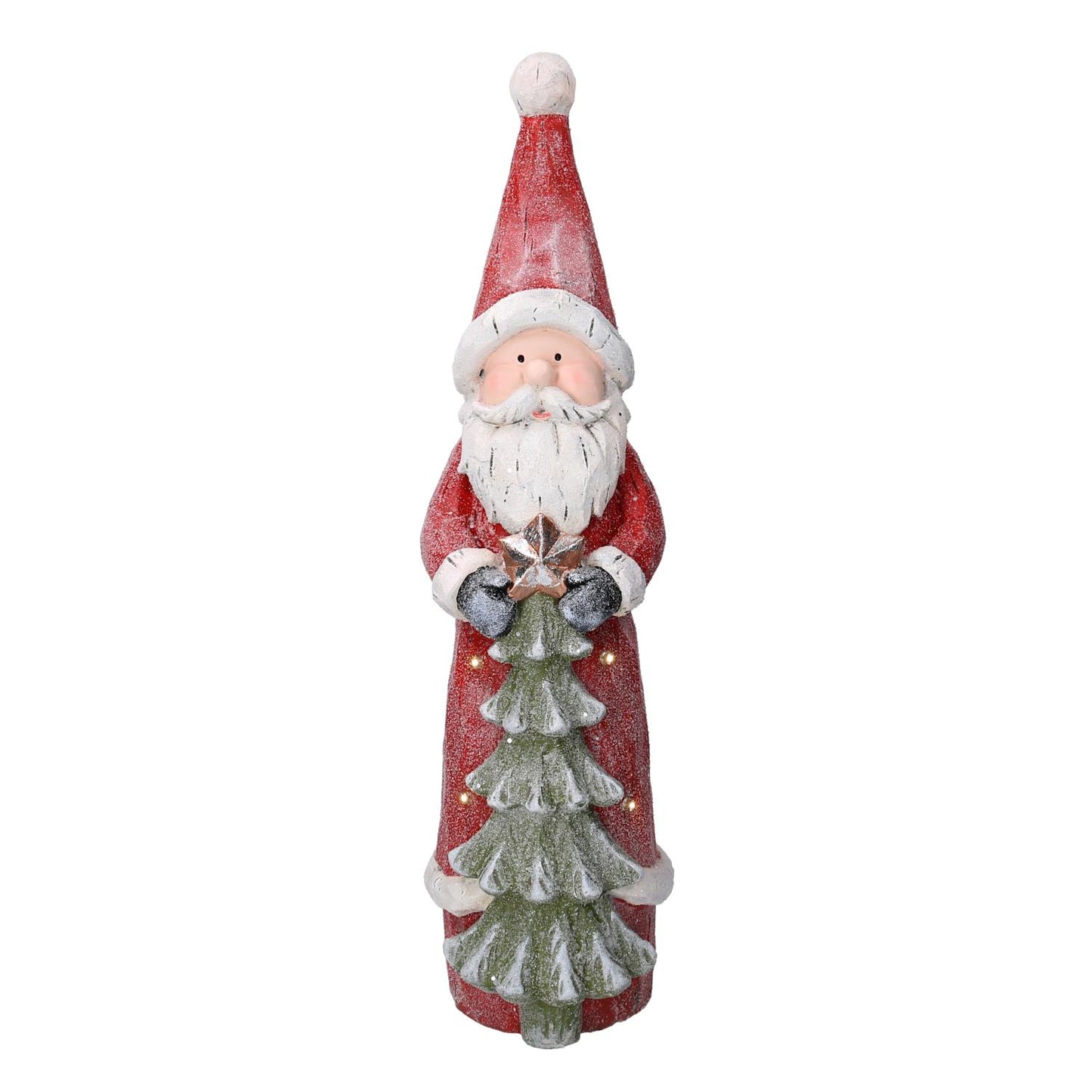 Père Noël LED en résine avec sapin rouge cm18x19h66