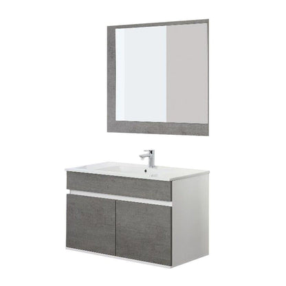 Meuble de salle de bain deux portes Ligne Fabula Blanc Ciment 90x47x h57cm