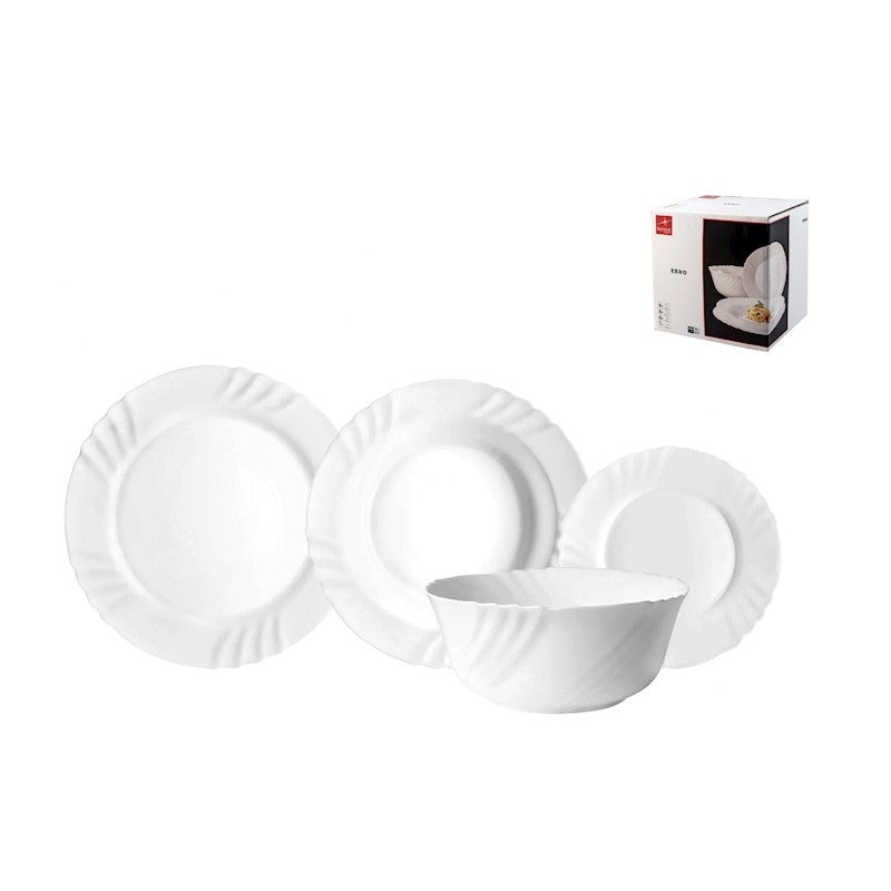 Service de table Ebro 19 pièces en verre opale blanc