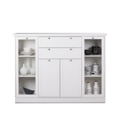 Mobile credenza con vetrina 4 ante 2 casssetti bianco 160x40xh.120cm