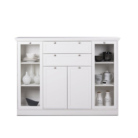 Mobile credenza con vetrina 4 ante 2 casssetti bianco 160x40xh.120cm