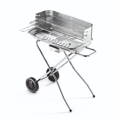 Barbecue Pro inox 60x40 cm avec chariot et grille réglable