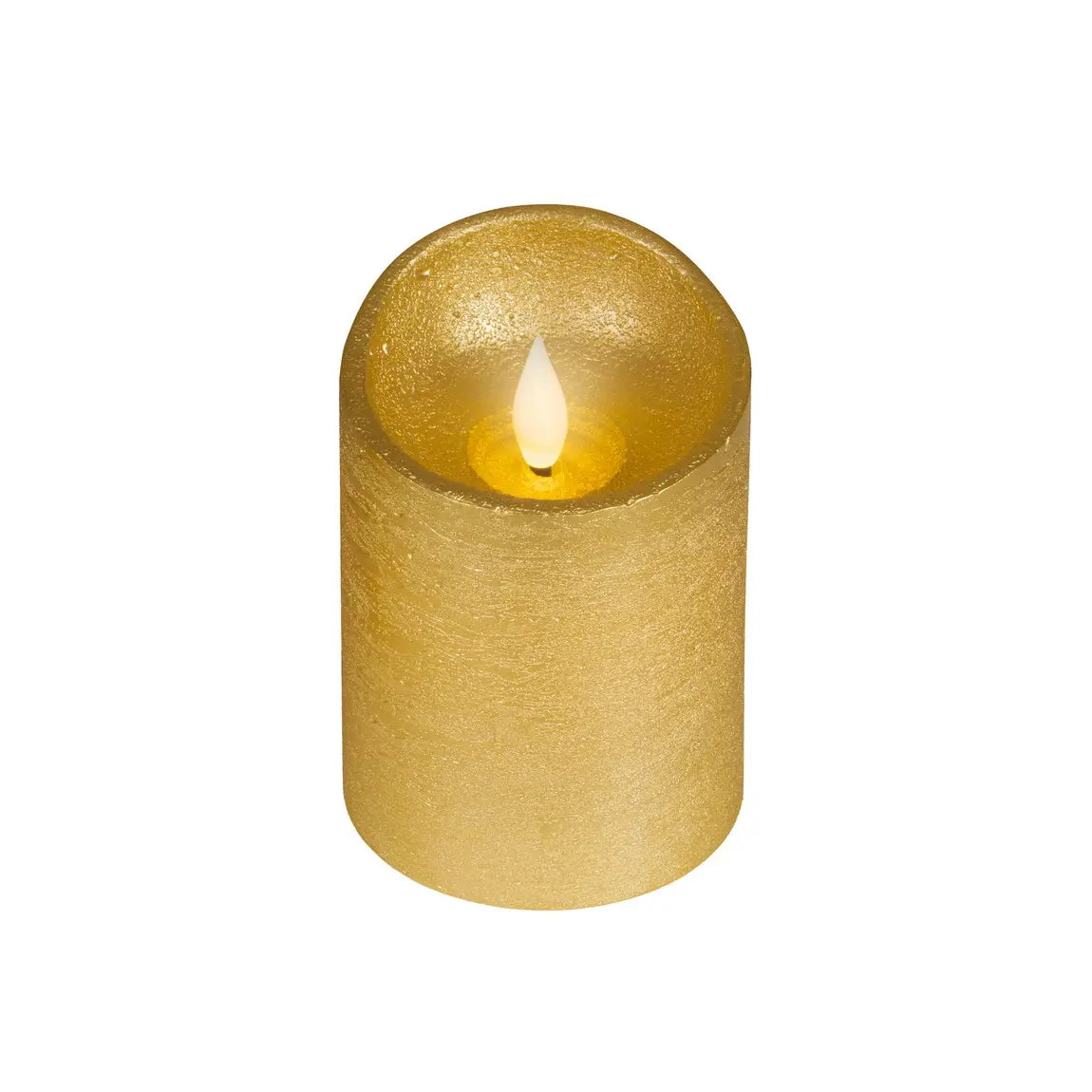 Candela in cera oro con LED Ø7,5 × H10,5 cm