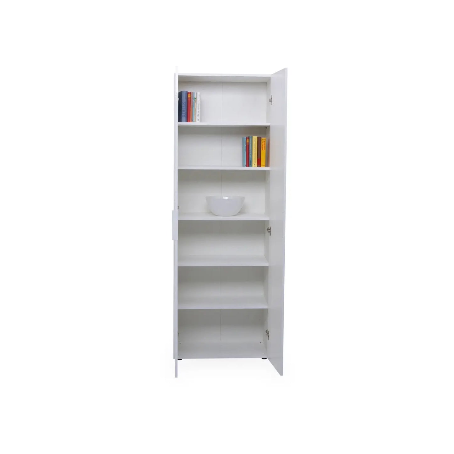 Armoire 2 portes avec 6 étagères blanc mat 69x37x198 cm h