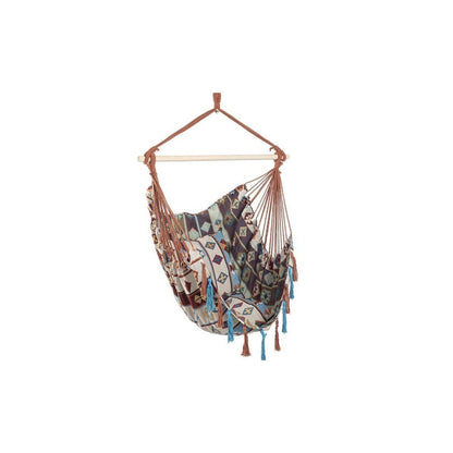 Bizzoto hamac suspendu Santender bleu clair/beige 120x146 cm avec barre en bois