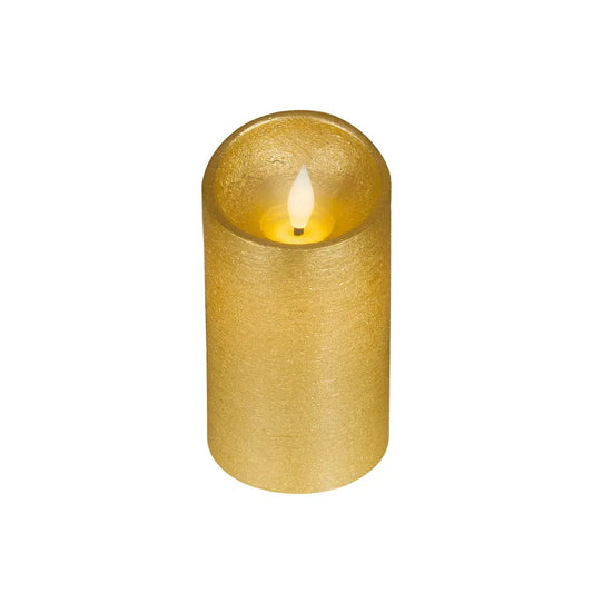 Candela in cera oro con LED Ø7,5 × H13,5 cm