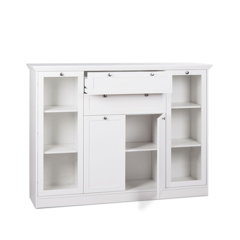 Mobile credenza con vetrina 4 ante 2 casssetti bianco 160x40xh.120cm