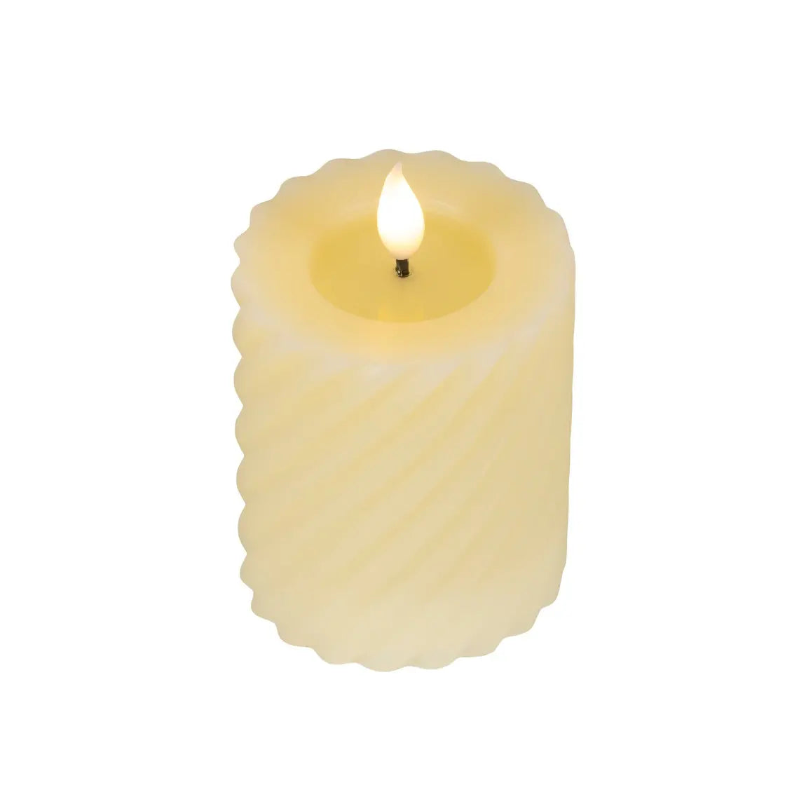 Candela in cera crema con LED Ø7,5 × H12 cm