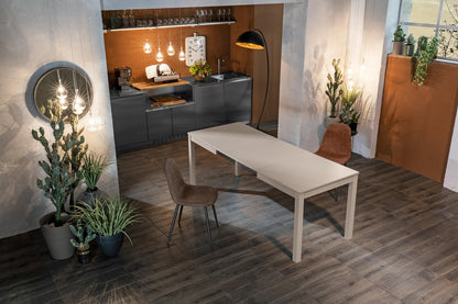 Table extensible en mélamine gris tourterelle 130/210x80x76h cm