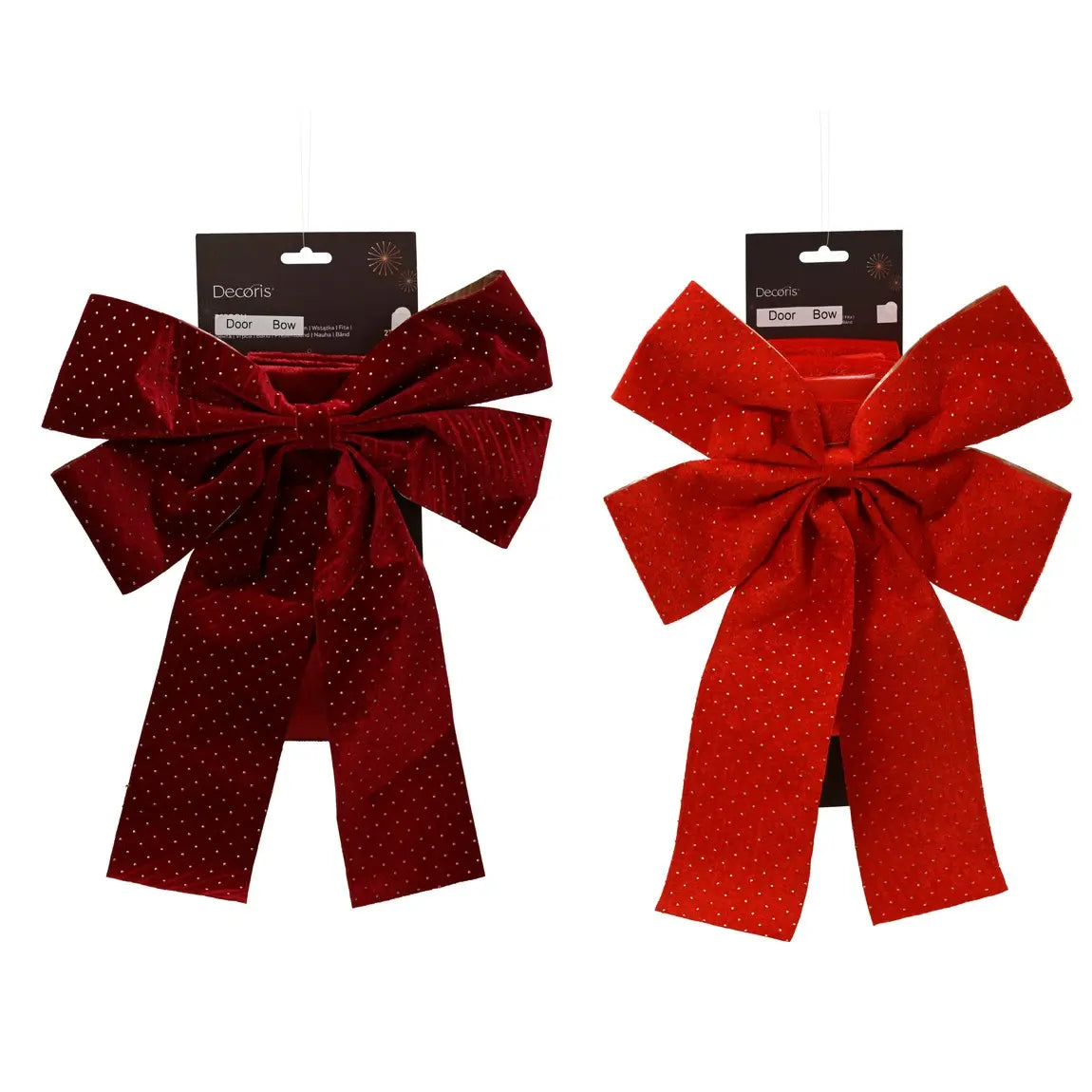 Fiocco natalizio per porta rosso con perline 33 × 5 × H45 cm