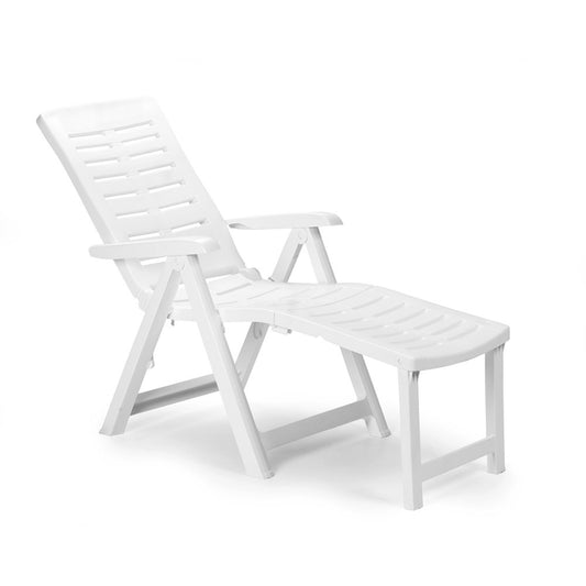 Poltrona Arizona pieghevole bianca con poggiapiedi 60 x 108 x 109 cm