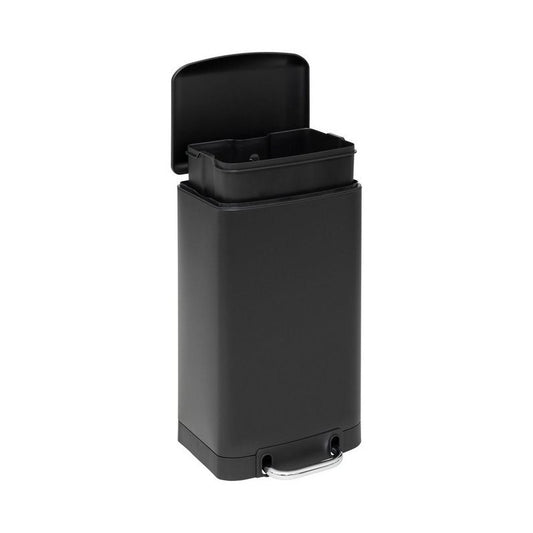 Poubelle à pédale en métal noir Ariane 20 L