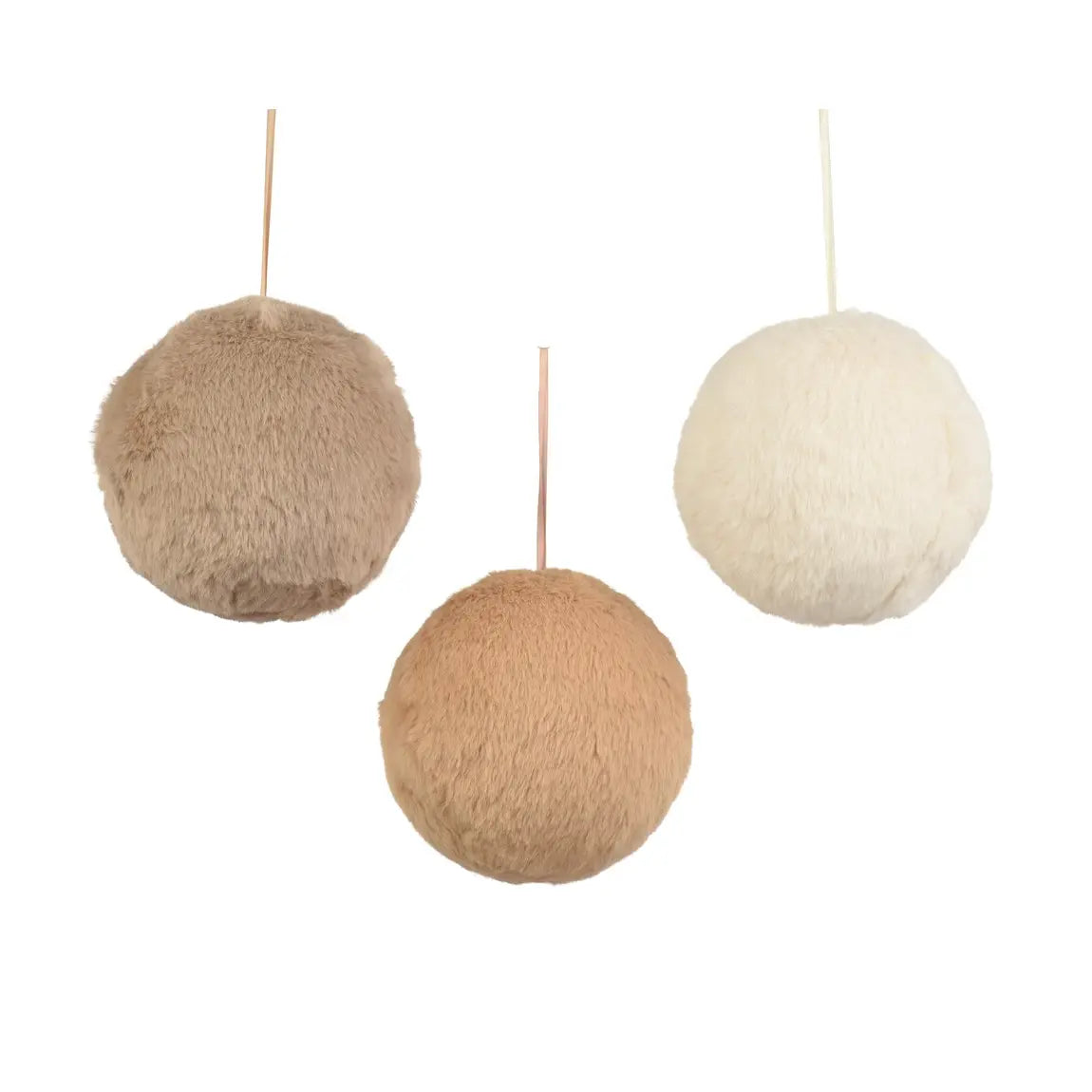 Sfera natalizia in pelliccia sintetica Ø12 cm – 1 pezzo assortito