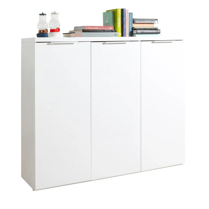 Mundi meuble de rangement 3 portes laqué blanc cm 120x35x102,30h composad