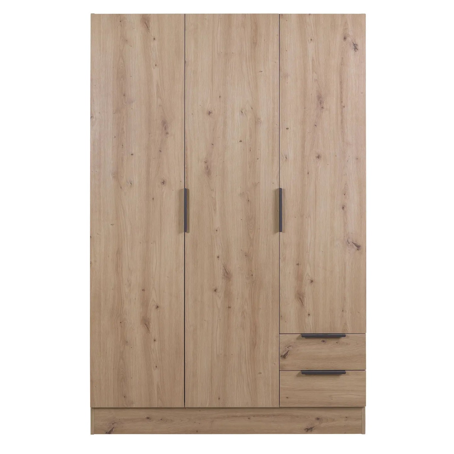 Armoire 3 portes + 2 tiroirs 120x50 cm chêne artisanal