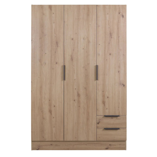 Armoire 3 portes + 2 tiroirs 120x50 cm chêne artisanal