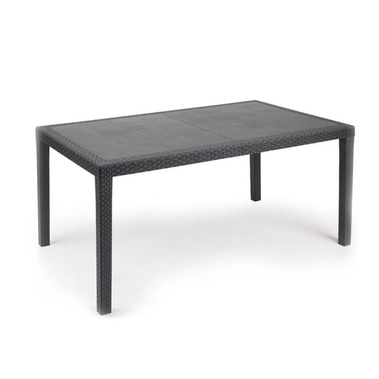Table rectangulaire Prince effet rotin anthracite 150x90x72h cm