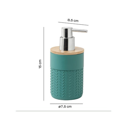 Dosasapone Thea in resina e bambù verde/naturale 15 x 8,5 x 7,5 cm