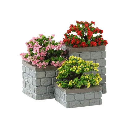 Aiuole con mattoncini set 3 pezzi – Decorazione per villaggio natalizio cm 5.1 x 5 x 4.8 h