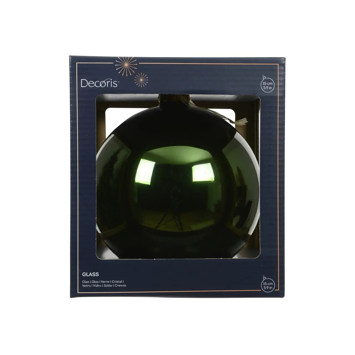 Sfera natalizia in vetro verde pino lucido Ø15 cm