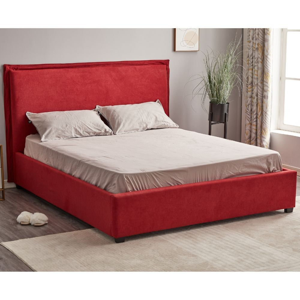 Lit double avec conteneur en tissu rouge 170x206x118 cm