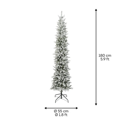 Albero di Natale Slim Fir verde innevato Ø55 × H180 cm