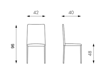 4x Sedia in similpelle grigio scuro 40x496h cm